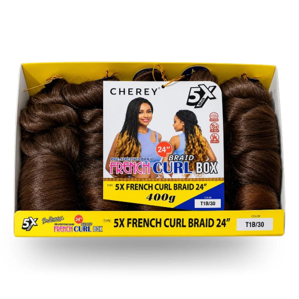 French Curl Braid 400g T1B/30 – Fibra Premium para Tranças com Pontas Cacheadas